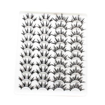 China 3D Black Handcrafted Mink Lashes Extension Vendor Thick Eyelash 15mm Mink Eyelash Full Strip Fluffy Eyelashes 20 Pairs for sale