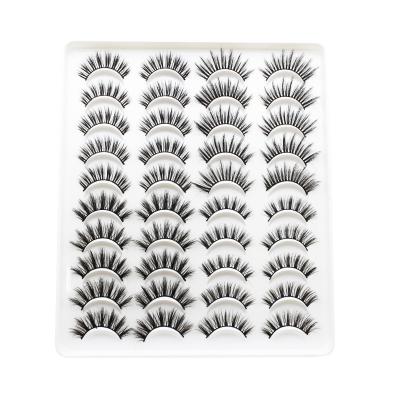 China Wholesale Handmade 20 Pairs Handcrafted Per Trays 15mm Curl Natural Lashes Bulk False Eyelashes Fluffy Mink Eyelash for sale