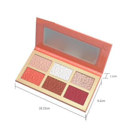 China Waterproof Private Label Blush 6 Color Palette High Gloss Repair Contour Makeup Control Palette for sale