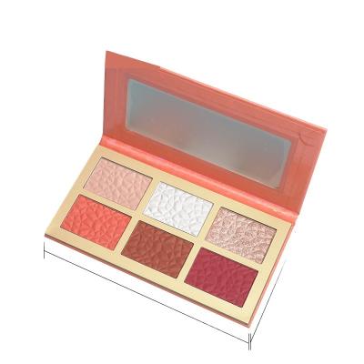 China Waterproof 6 in 1 Highlighter Bar Palette Brown Highlights Wholesale Double Rose Gold Highlighter Pigment Drawn Makeup Palette for sale