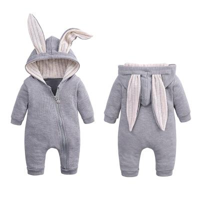 China Bunny Beat Sell Newborn Baby Girls Boys Cotton Knitted Long Sleeve Jumpsuit Rabbit Ear Baby Clothes Cute Romper for sale