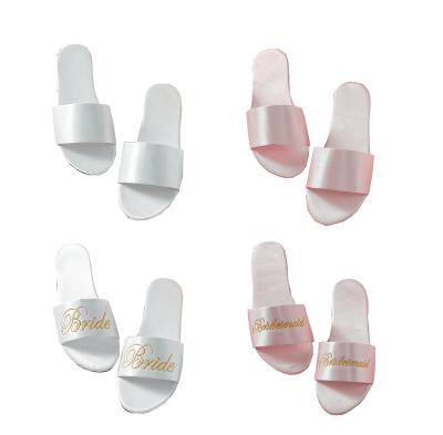 China Embroidered Bridesmaid Gift Women's Silky Sandals Women's Slippers Wedding Essential Satin Bridal Maxi Dress Matching Slippers for sale