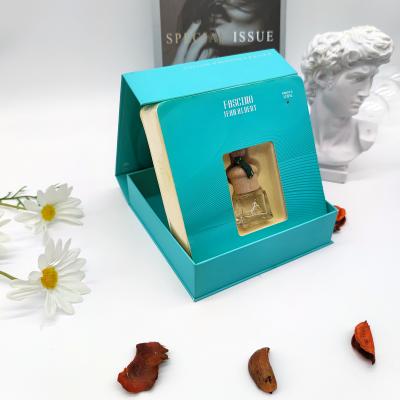 China New Designer Custom Packaging Gift 10Ml Perfume Packaging Box Recyclable Magnetic Closed Turquoise for sale