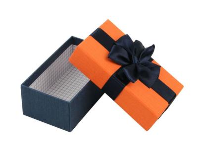 China Recyclable Lid And Ribbon Orange Black Low Medium Size Gift Packaging Logo Baby Gift Box Custom Made for sale