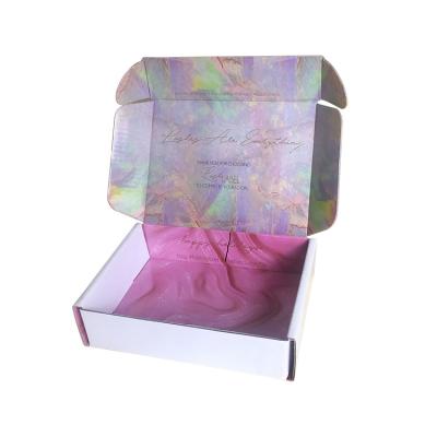 China Recyclable HXC Hologram Stamping Lash Box Packaging Nice And Glossy Custom Corrugated Shipping Box for sale