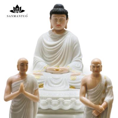 China White Sitting Statue Amitabha Buddha Statue Ornament Decoration China Jade Buddha Statue Sakyamuni Buddha for sale