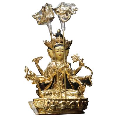 China White Buddha Statue China Nepal Statue Bronze Gilt Umbrella Cover Thangka Tantra Buddha Statue Buddha Large for sale