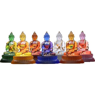 China Seven Buddha Colored Glass Light Decoration Supplies Home CraftsBuddha Buddhist Statue China Thai Buddha Statue Pharmacist Statue for sale