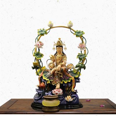 China Classic Sanmantuo Wood Carved Ruyi Avalokitesvara Buddha Home Ornament Bodhisattva Guanyin Hand Painted Statue for sale