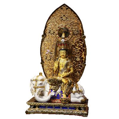 China China Sakyamuni Buddha pure copper statue home bronze gilt Jin Huayan three holy offerings for sale