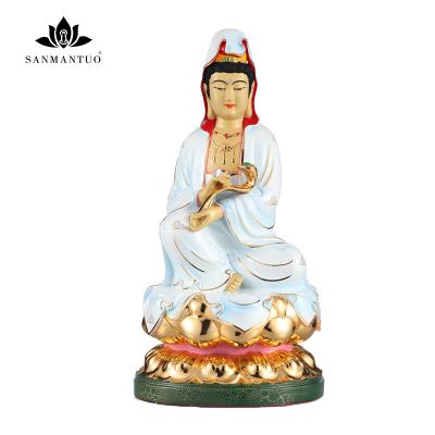 China White Guanyin Bronze Painted Lotus Buddha Decoration China Taiwan Ruyi Guanyin Golden Buddha Base for sale