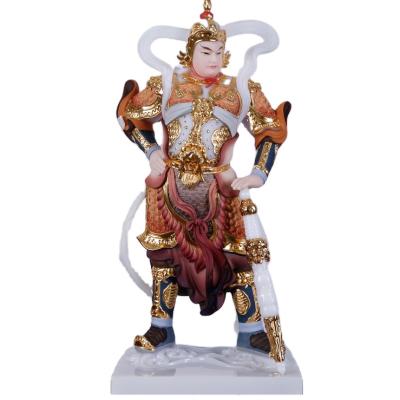 China China Jade Chinese Guan Gong Vedic White Red Marble Bodhisattva Painted Decoration Bodhisattva Ornaments for sale