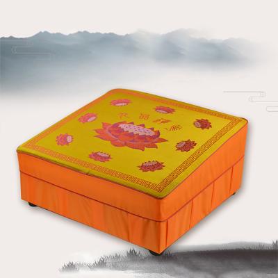 China Nine Grade Multifunctional Worship Stool Lotus Worship Chair Jacquard Kneeling Stool Satin Futon Worship Solid Wood Buddhist Mat for sale