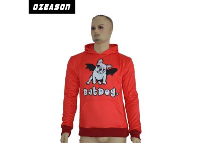 China Red Oversized Printed Hooded Sweatshirts Anti Wrinkle Single Outside Pocket for sale