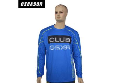 China Soft Fabric Sports Full Sleeve T Shirts Blue Color Fade Free Printing Plus Size for sale