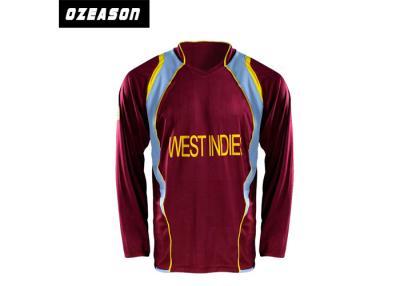 China No Fading Full Sleeve Cricket Jersey Moisture Wicking Eco - Friendly Material for sale