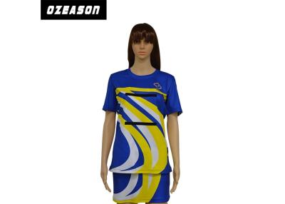 China Lycra Sublimated Netball Uniforms Breathable , Blue Girls Netball Dress No Fading for sale