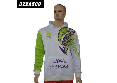 China White Oversized Sports Pullover Custom Hooded Sweatshirts For Men / Women for sale