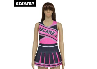 China De naar maat gemaakte Uniformen van Cheerleading van Danskostuums Roze en Zwarte voor Volwassene en Jonge geitjes Te koop