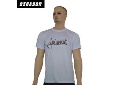 China Polyester / Spandex Comfortable Plain White Round Neck T Shirt With Custom Printed Logo for sale