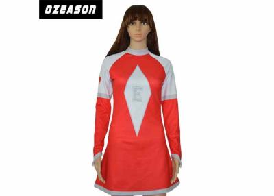 Chine Concevez votre propre robe Cheerleading Cheerleading de couleur rouge d'uniformes de longue douille de Sublimaiton à vendre