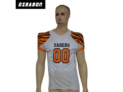 China Capless sleeve with Tigers sublimation American Football jerseys  Mesh Polyester for sale