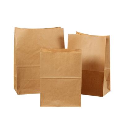 China Square Bottom Brown Kraft Paper Vegetables Fruits Grocery Bags With Customized Logo for sale