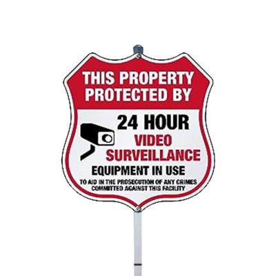 China Home Security Yard Sign Toowin Outdoor Metal Aluminum Reflective CCTV Warning Signs for sale