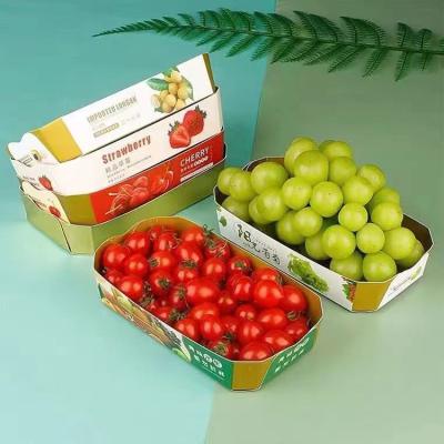 China Sample Toowin OEM/ODM Fruit Packaging Paper Boat Tray for Strawberries Grapes and Cherries for sale