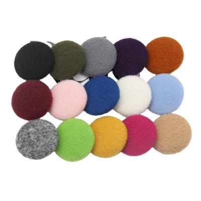 China Colored Plush Decorative Fabric Buttons Many Size Color Custom Clothes Buttons Women's Coat Metal Covered Cloth Button for sale