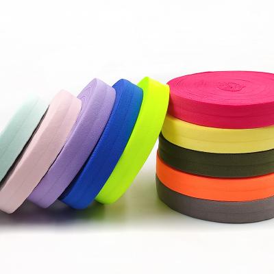 China Wholesale 2CM Color Webbing Elastic Bands Nylon Elastic Sidebands Clothing Cuffs Folded Sidebands for sale