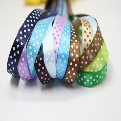 China Lovely Printer Dots Ribbons Gift Box With Satin Ribbon Green Polka Dot Ribbon For Celebrate Holiday Gifts for sale