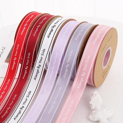 China Flowers Packaging Designer Ribbon Letter Printing Gift Wrapping Ribbon Gift Packaging Wired Ribbon For Christmas for sale