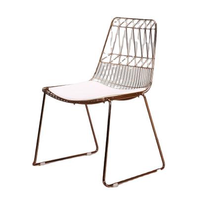 China (Other) Rose Gold or Gold Color Harry Bertoia Wire Chair Adjustable Metal Wire Side Dining Chair for sale