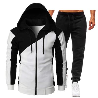 China Breathable Men Set Sports Two Piece Hooded Jacket Long Sleeve Plus Velvet Sweater Tracksuit 2021 for sale