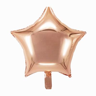 China Custom high quality low price environmental friendly material star shape rose gold foil balloon for party decoration for sale