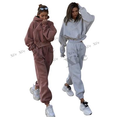 China Breathable Joggers Sets 2 Piece Joggers Suits Women Tracksuit And Hoodie Fleece Sets Female Jogging Tracksuit Women Set for sale