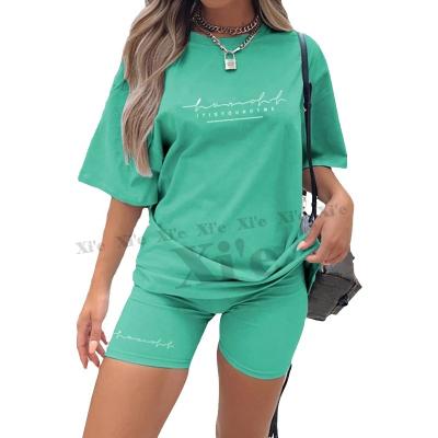 China 2022 Wholesale Quality Women Breathable Custom Tracksuit T-shirts Tracksuit Set Ladies 2 Piece T-shirt And Short Set Tracksuits For Women for sale