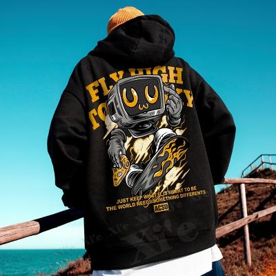 China Anti-Wrinkle Wholesale Mens Streetwear Hoodies Custom Logo Printed Cotton Hoodies Thick Heavy Mens Hoodie Oversized Print Custom for sale