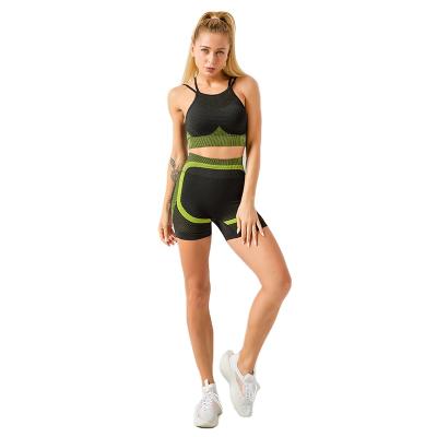 China Breathable Quick Dry 2 Piece Yoga Wear Active Lady Seamless Yoga Suit Shorts Wear Summer Fitness Yoga Wear Sports Bra 2 Piece Set for sale