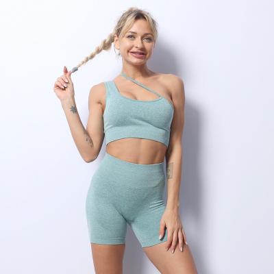 China Breathable Straddle Crossback Shoulder Strap Yoga Wear Single Wear Running Workout Women Gym Clothing Set 2 Pieces for sale