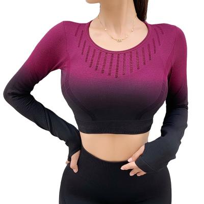 China Breathable gradient color yoga wear miqi clothing gym girl sports wear women 2021 1 pieces for sale