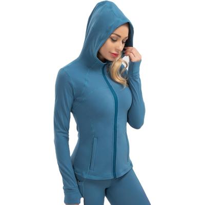 China Breathable Hoodie Yoga Wear Long Sleve Active Wear Tops Gym Clothing Girls Fashion Zip Up Colorful 1 Piece for sale