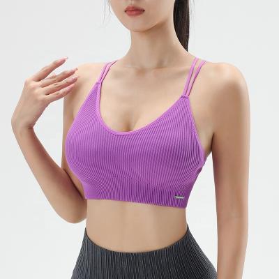 China Breathable Sports Bras For Women Workout Bra Yoga Crop Backless Strappy Crop Top Wholesale for sale