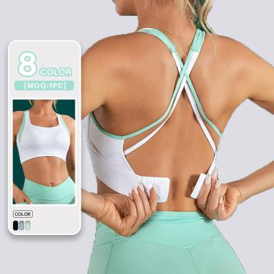 China Adjustable Strap Breathable Sports Bra For Workout High Fitness Women Sports Bra Tops Custom Nylon Spandex Yoga Wear for sale