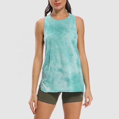 China Breathable Women's Tie-Dye Printed Sports Beach Top - Quick-Drying Loose Fit For Running Yoga And Fitness for sale