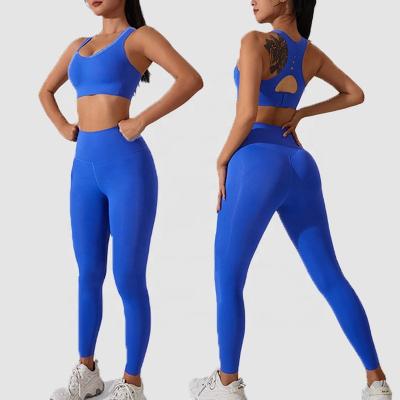 China Breathable High Support Workout Sets For Women 2 Piece Sports Bra With Waisted High Butt Yoga Leggings Lifting Exercise Set for sale