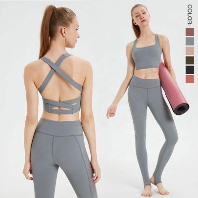 China Breathable Fitness Sports Sets High Waisted Workout Gym Yoga Leggings Sports Bra Ser For Women Fitness Suit for sale