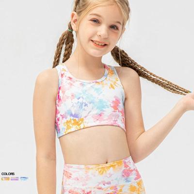 China Breathable Kids Girls Gym Wear Training Yoga Bras For Babies Tie Dye Bralettes Sports Invest Kids Sports Bra for sale