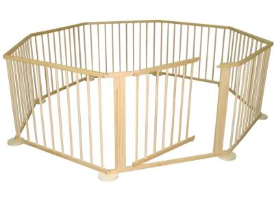 China Safety Detachable Fold 8 Panel Wooden Frame Baby Playpen Easy Folding Safety Play Barrier for sale